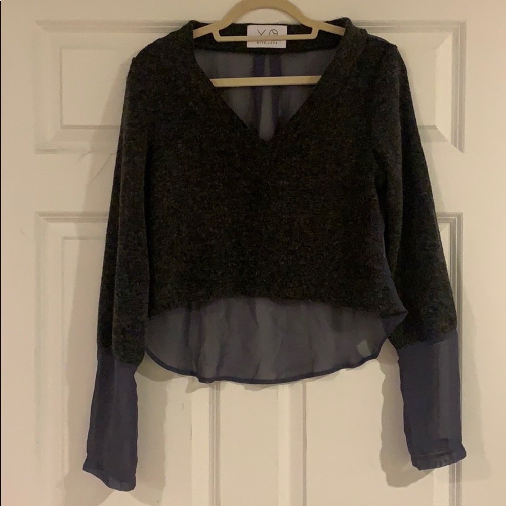 LF chiffon back v neck jumper in charcoal!!!🔥🔥